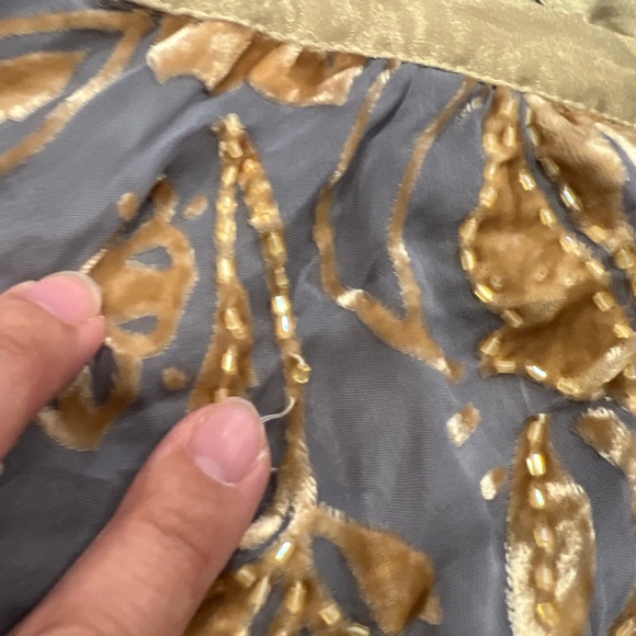 Molave grey silk blend and yellow velvet mini dress with beading - Picture 9 of 9